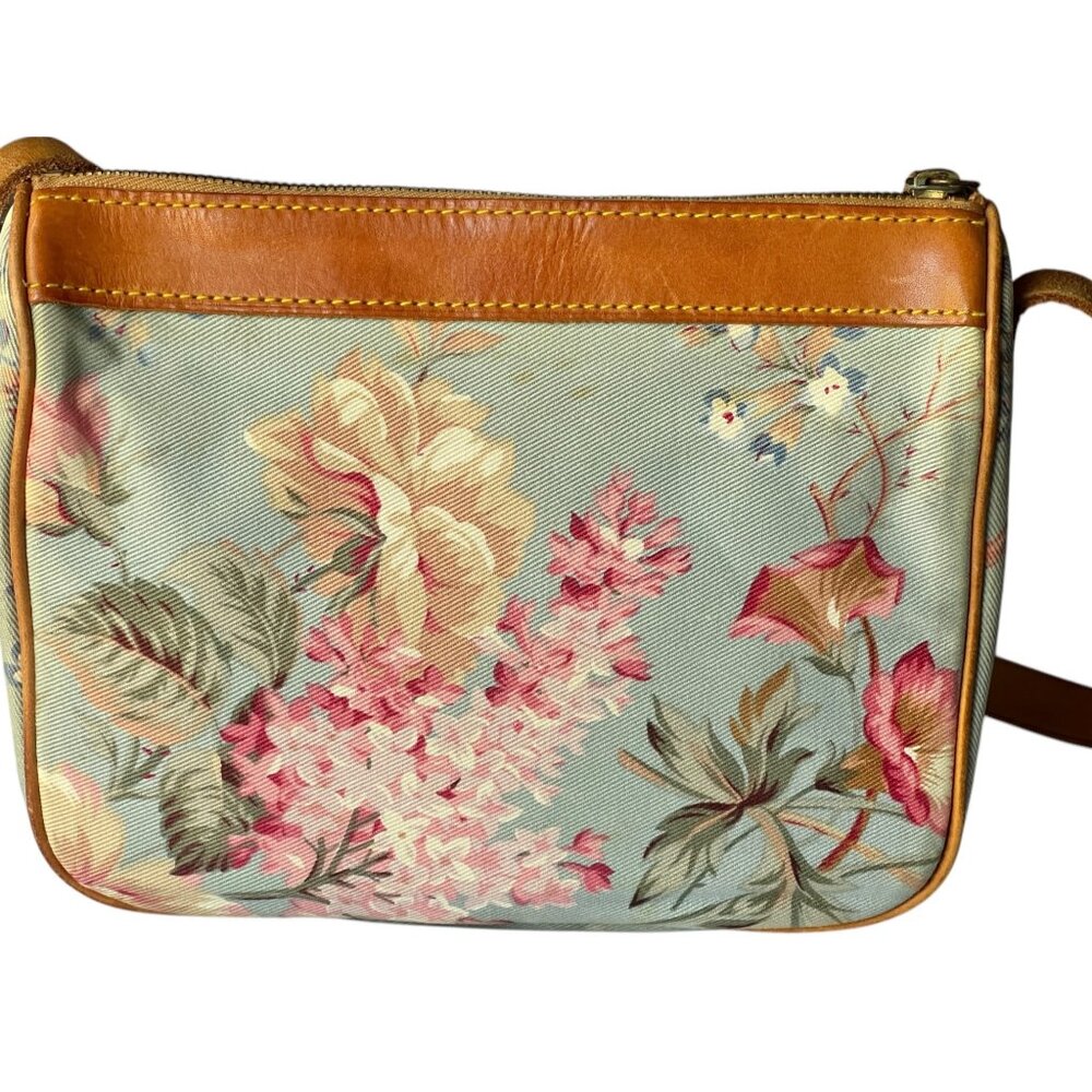 Ralph Lauren Floral Crossbody Vintage  Bag With Leather Trim & Adjustable Strap - Picture 3 of 16